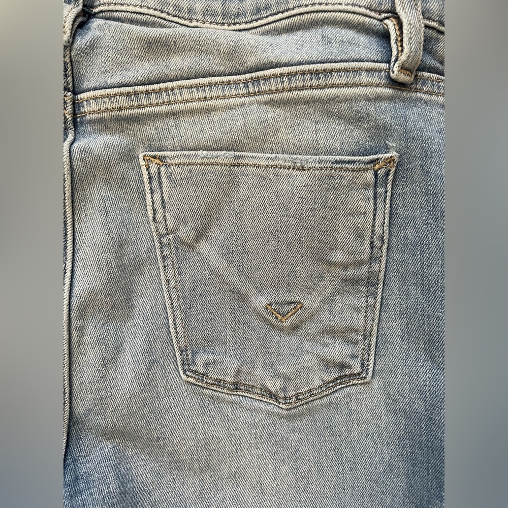 Hudson Jeans High Rise Cropped Kick Flare in Light Blue with Knee Distress - Picture 8 of 11